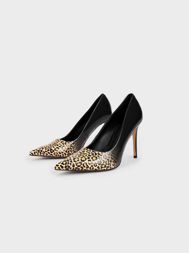 Patent Leopard Print Stiletto Heel Pumps, Multi, hi-res
