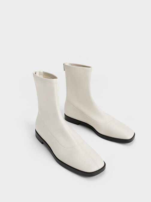 Zip-Up Ankle Boots, Chalk, hi-res