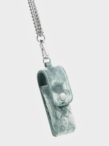 Holly Chain-Strap Velvet Mini Pouch, Sage Green, hi-res