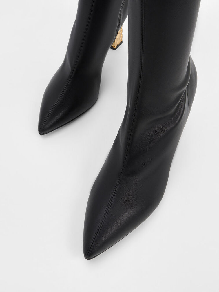 أحذية الكاحل ذات الكعب المبطنة بأصابع القدم المدببة, أسود, hi-res