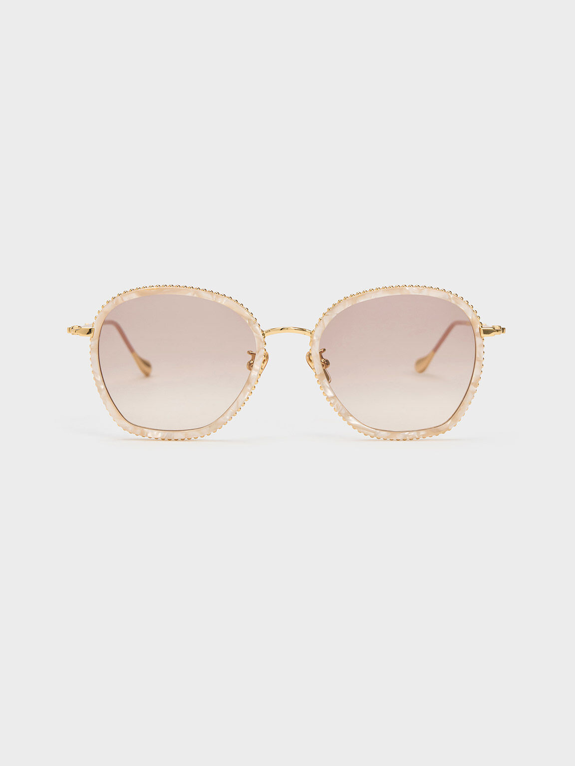 Twisted Metallic Butterfly Sunglasses, Peach, hi-res