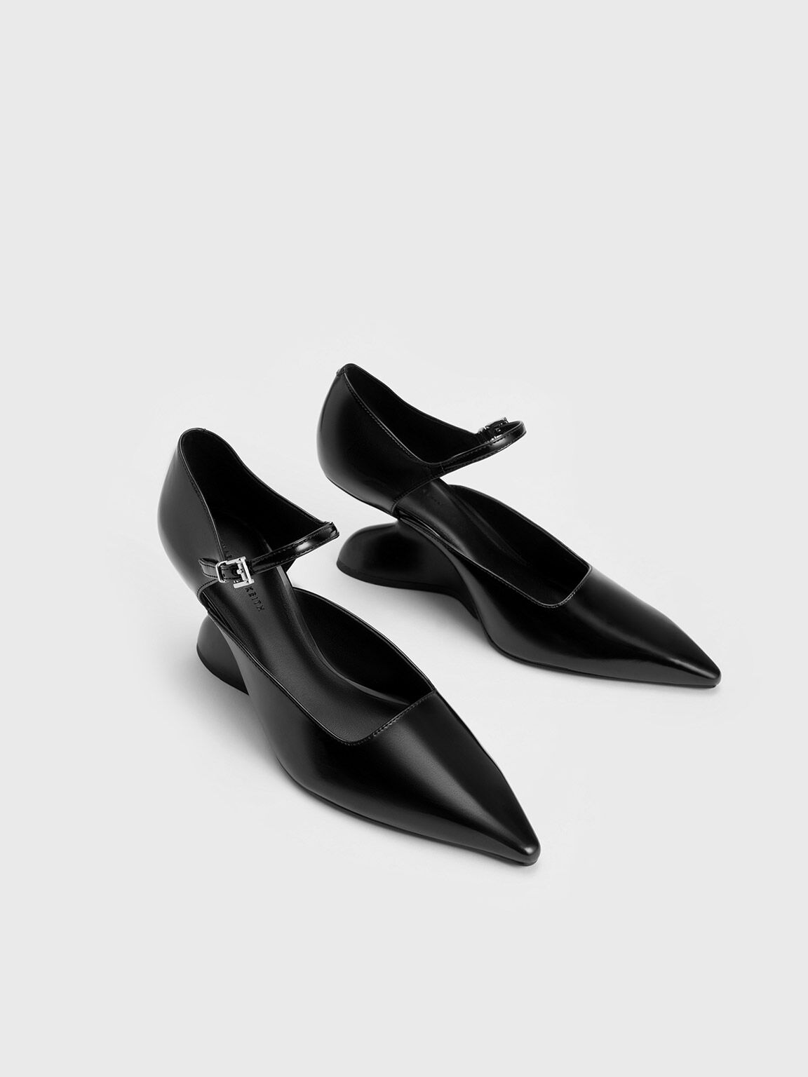 Zania Sculptural D'Orsay Wedges, Black, hi-res