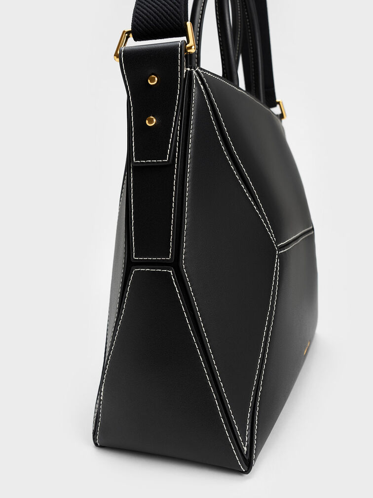 Nasrin Geometric Tote Bag, Black, hi-res