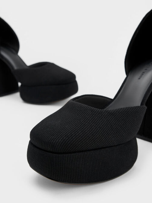 حذاء بامب دورساي منسوج بكعب سميك, أسود, hi-res