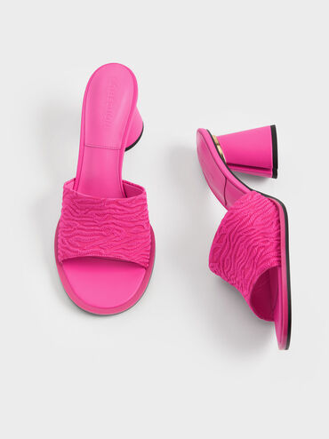 Medina Jacquard Cylinder Heel Mules, Pink, hi-res