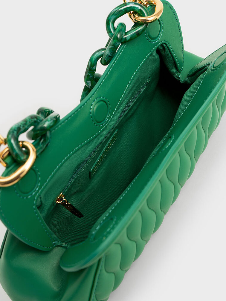 حقيبة إيفا بتصميم كلاتش وذراع أكريليك, لون أخضر, hi-res