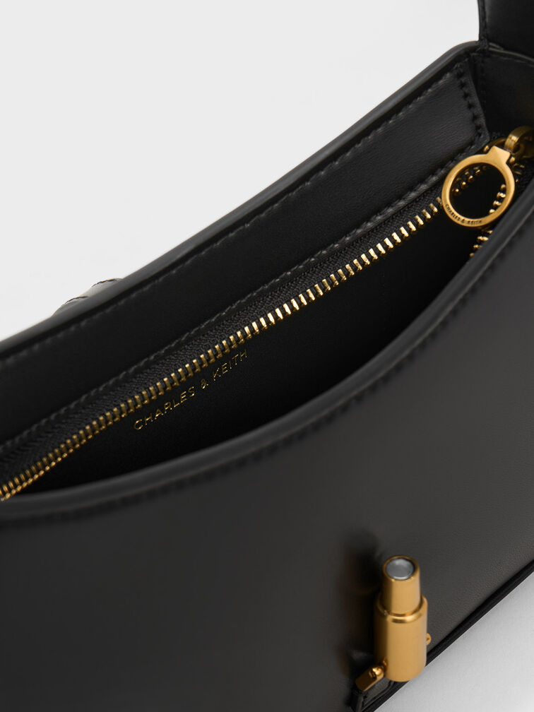 Cesia Metallic Accent Shoulder Bag, Black, hi-res