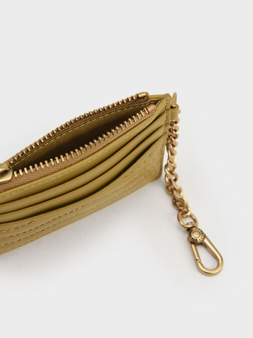 Aubrielle Stitch-Trim Zip Card Holder, Mustard, hi-res