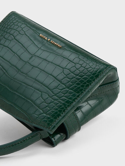 حقيبة يد علوية بتأثير جلد التمساح من أوبرييل, أخضر غامق, hi-res