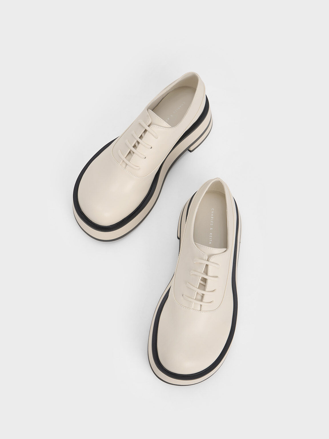 Striped Platform Oxfords, Chalk, hi-res