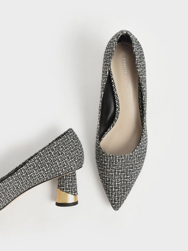 Cammie Metallic Sculptural Heel Tweed Pumps, Multi, hi-res