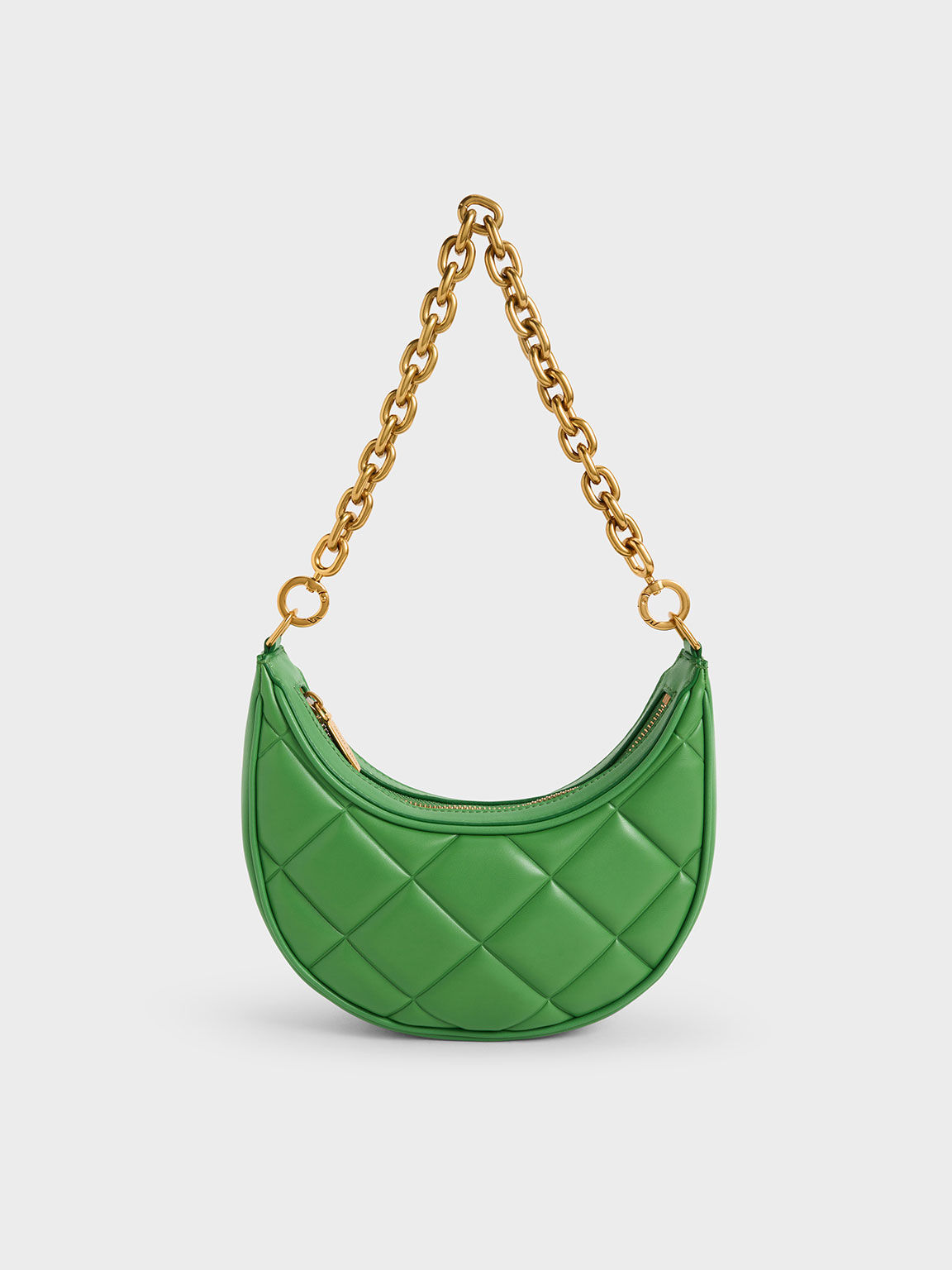 Bonnie Chain-Handle Crescent Bag, Green, hi-res