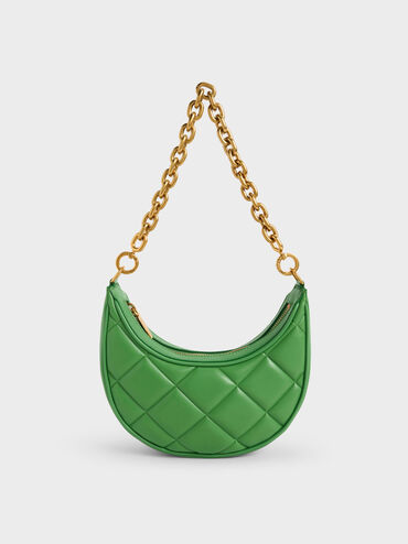Bonnie Chain-Handle Crescent Bag, Green, hi-res