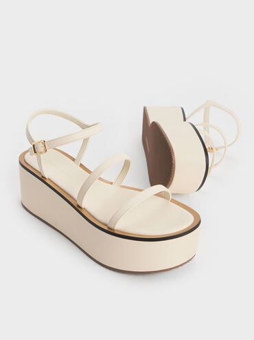 Strappy Flatform Wedge Sandals, Chalk, hi-res