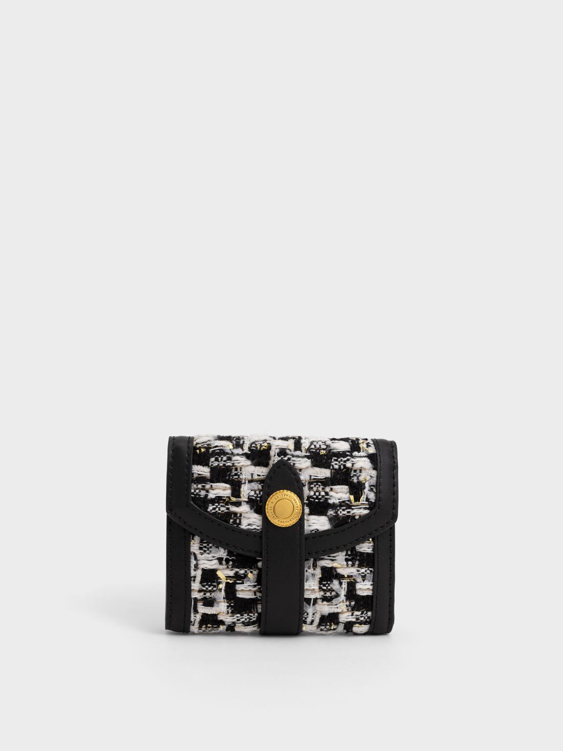 محفظة إيستي صغيرة من قماش التويد بحزام, أسود, hi-res