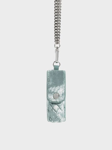 Holly Chain-Strap Velvet Mini Pouch​, Sage Green, hi-res