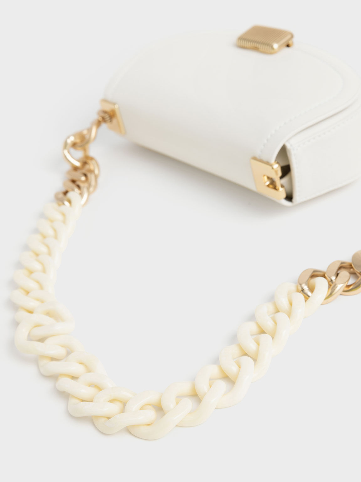 White Sonnet Two Tone Chain Handle Shoulder Bag CHARLES KEITH SA
