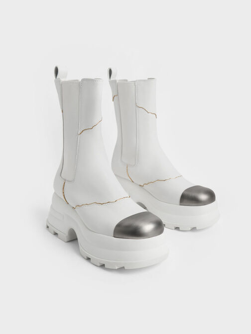 Jules Leather Chelsea Boots, White, hi-res