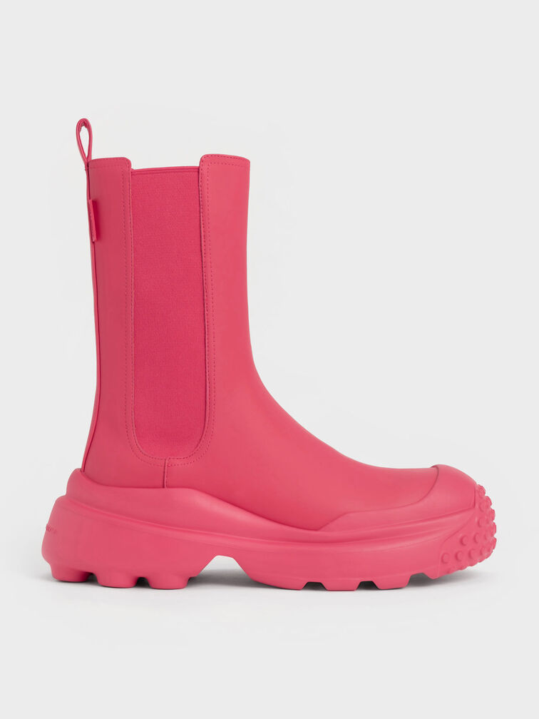 Elba Round-Toe Chelsea Boots, Red, hi-res