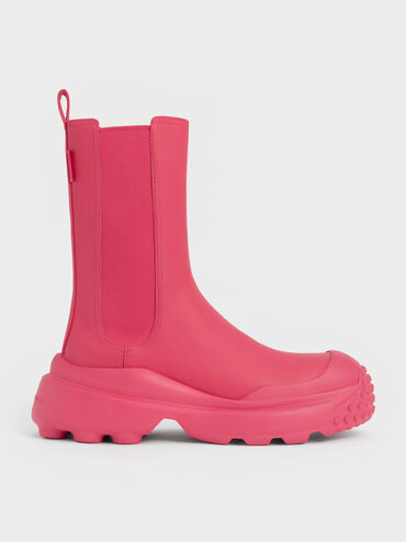 Elba Round-Toe Chelsea Boots, Red, hi-res