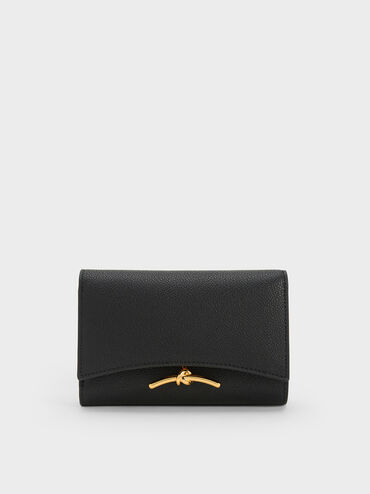 Huxley Metallic-Accent Front Flap Wallet, Black, hi-res