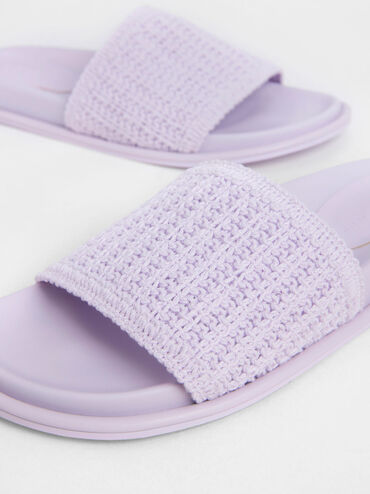Snake Print Crossover Slingback Sandals, Lilac, hi-res