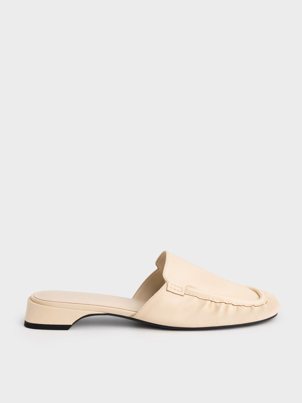 Ruched Block Heel Mules, Chalk, hi-res