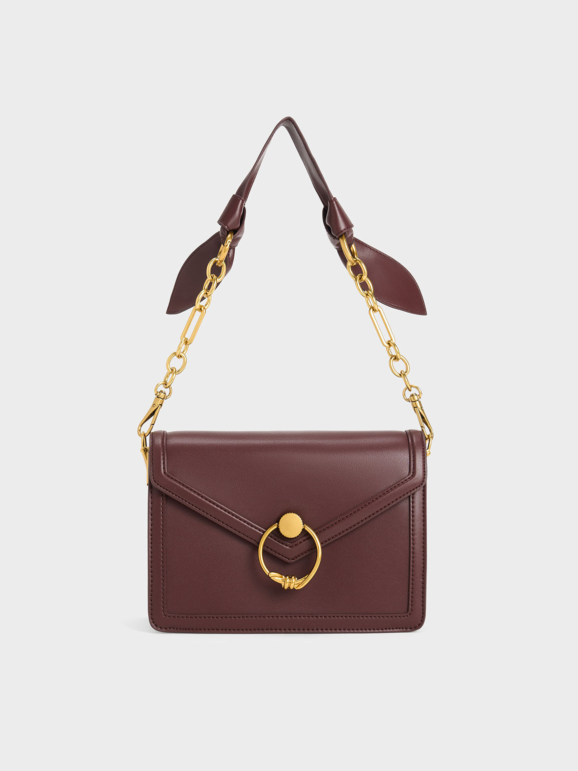 Joelle Envelope Shoulder Bag, Dark Chocolate, hi-res