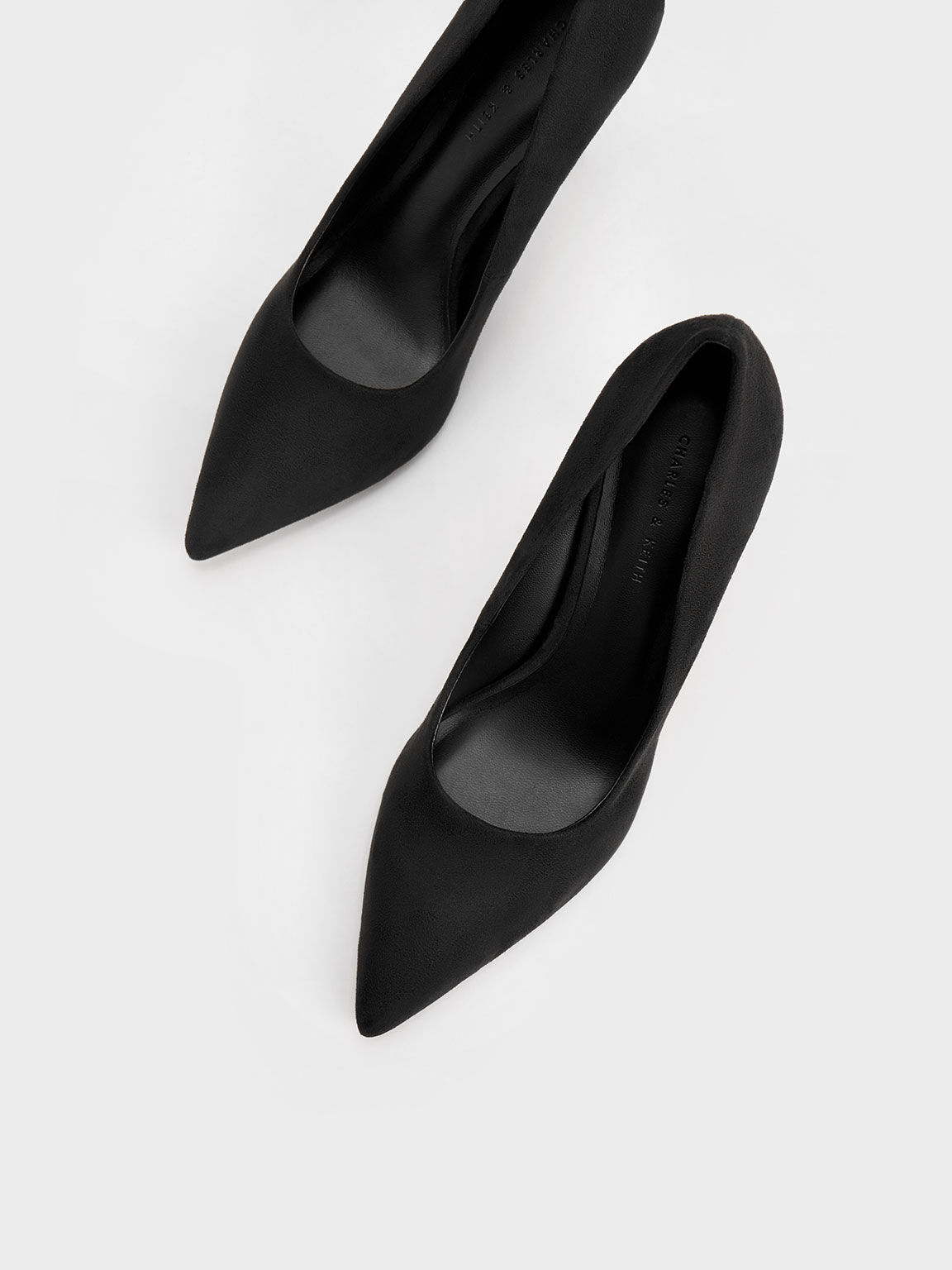 Textured Stiletto Heel Pumps, Black, hi-res