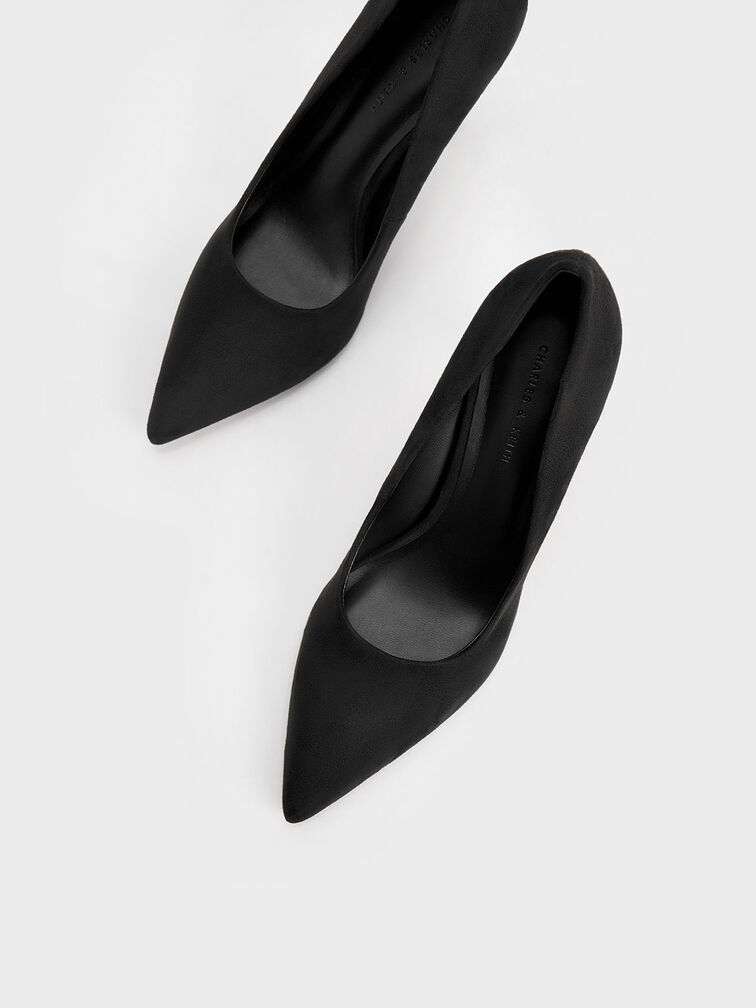 حذاء بكعب ستيليتو رفيع مميز الملمس, أسود, hi-res