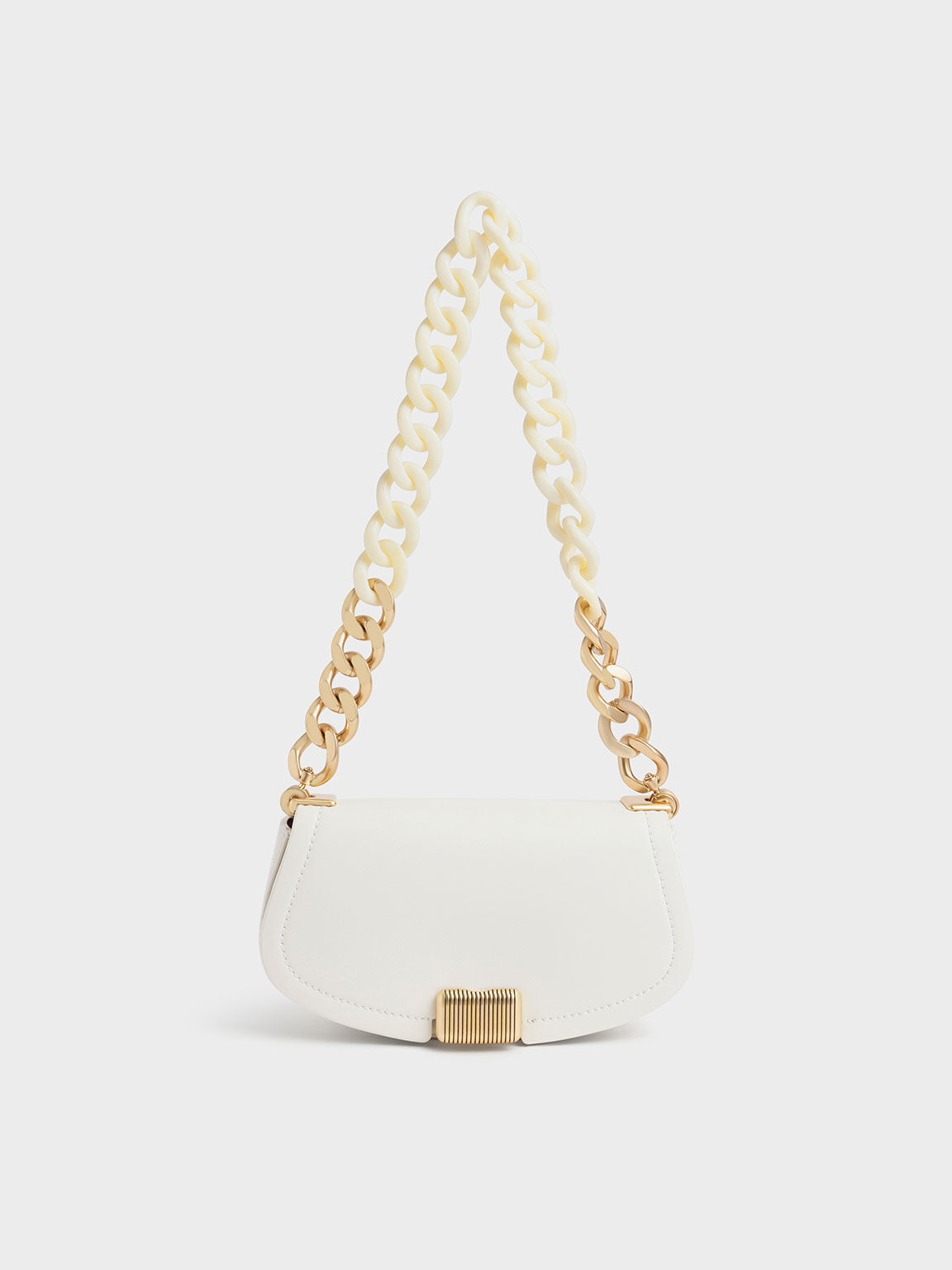 Two tone chain top handle bag sales