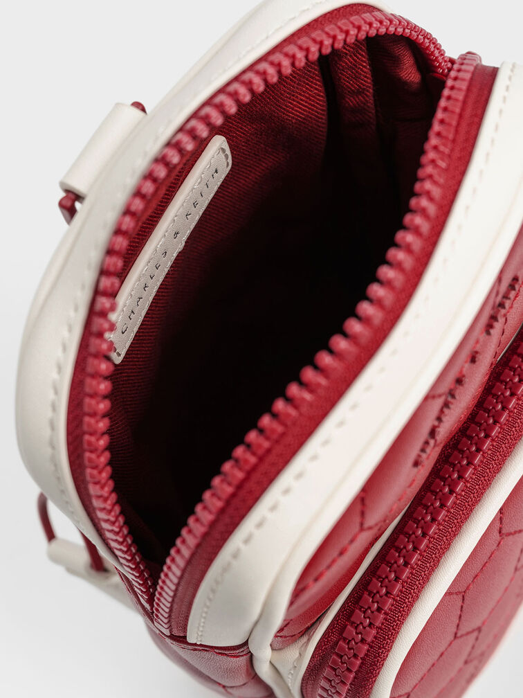 Textured Elongated Crossbody Bag, Red, hi-res
