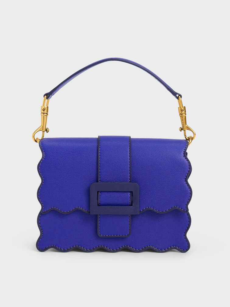 Waverly Scallop-Trim Bag, Cobalt, hi-res