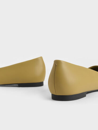 Chunky Chain-Link Mary Jane Flats, Olive, hi-res