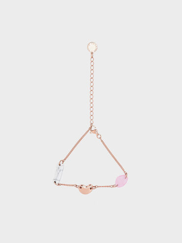 Resin Embellished Chain Link Bracelet, Rose Gold, hi-res