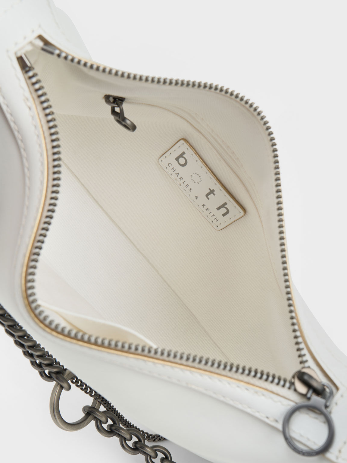 Jules Leather Chain-Embellished Bag, White, hi-res