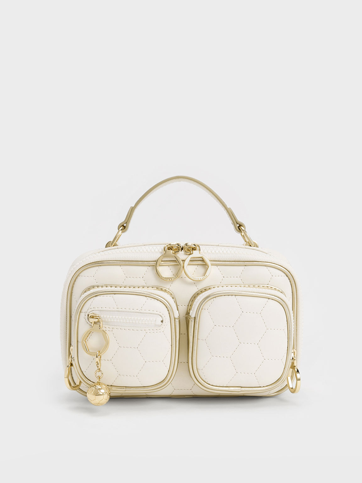 Textured Multi Pouch Crossbody Bag Gold