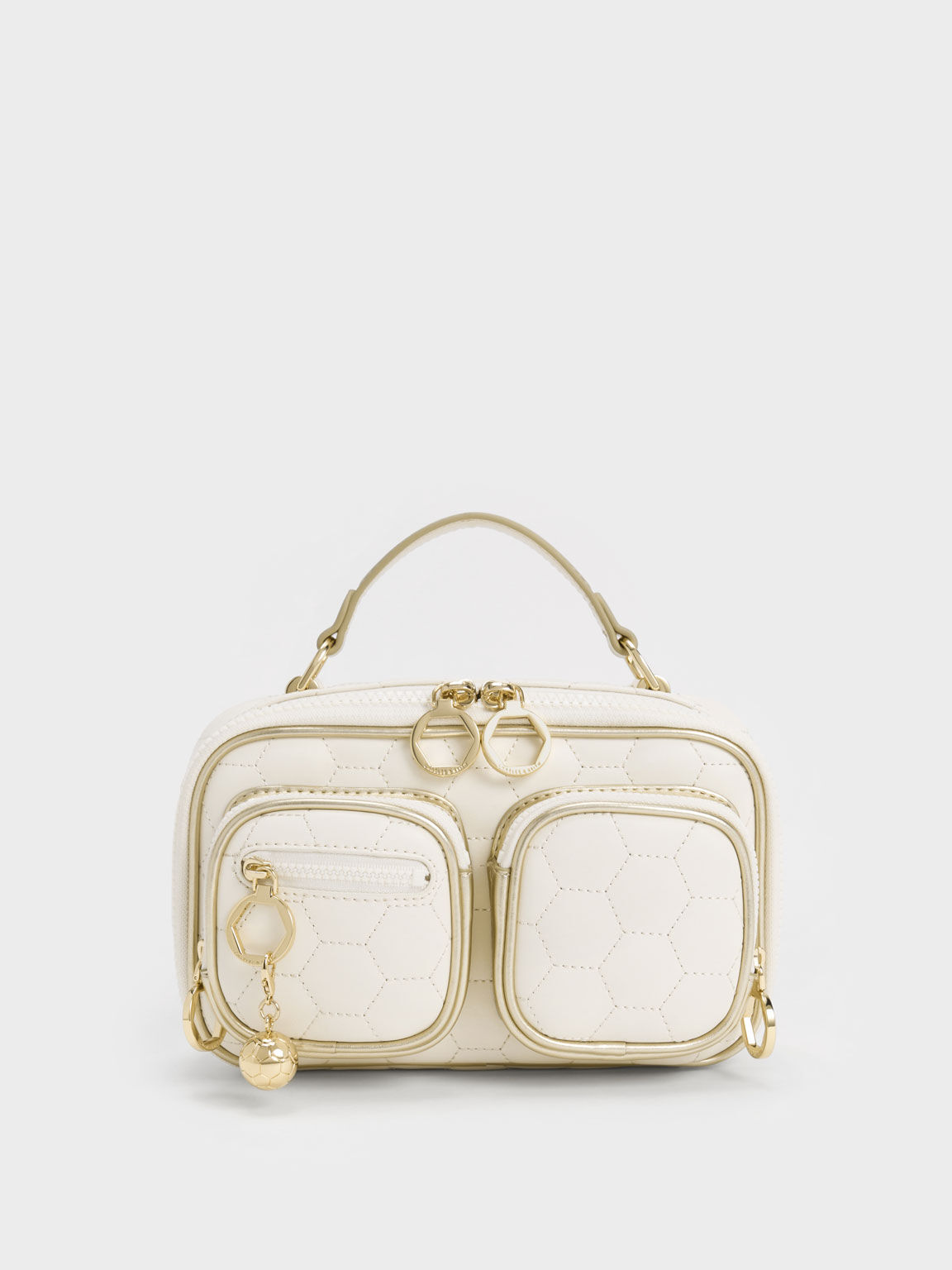 Textured Multi-Pouch Crossbody Bag, Gold, hi-res