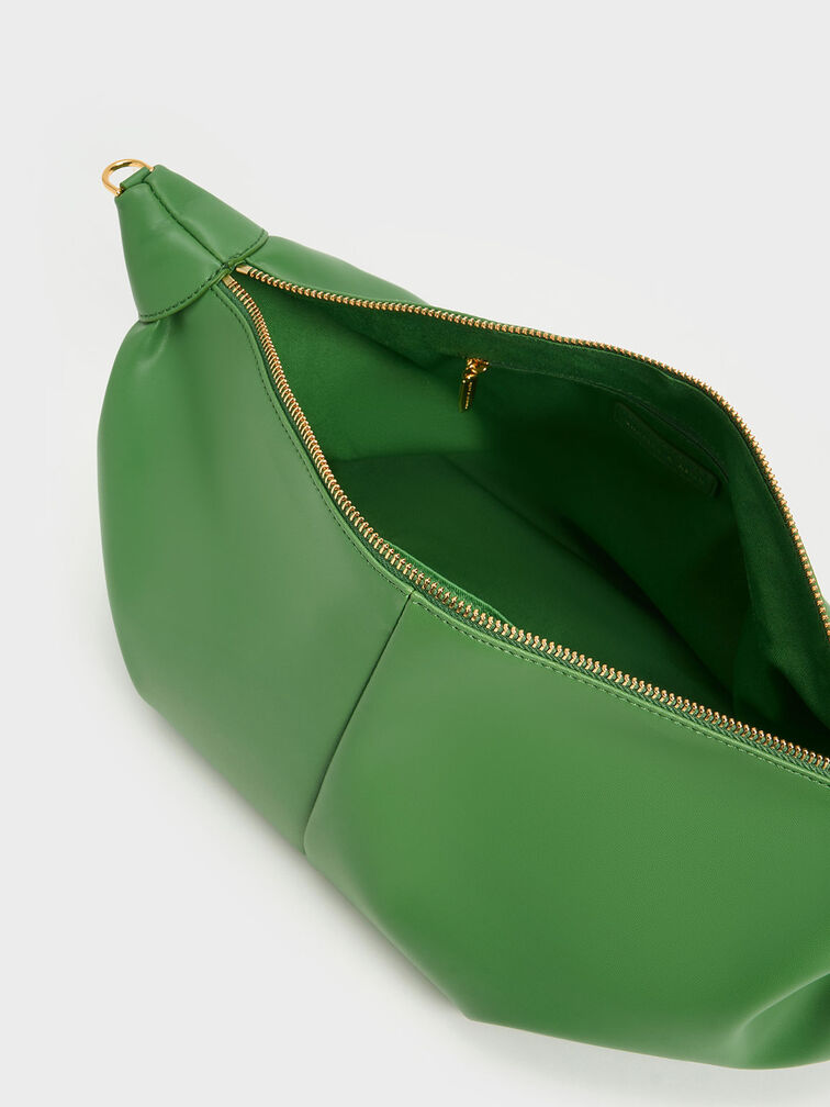 حقيبة هوبو بسلسلة عريضة, لون أخضر, hi-res