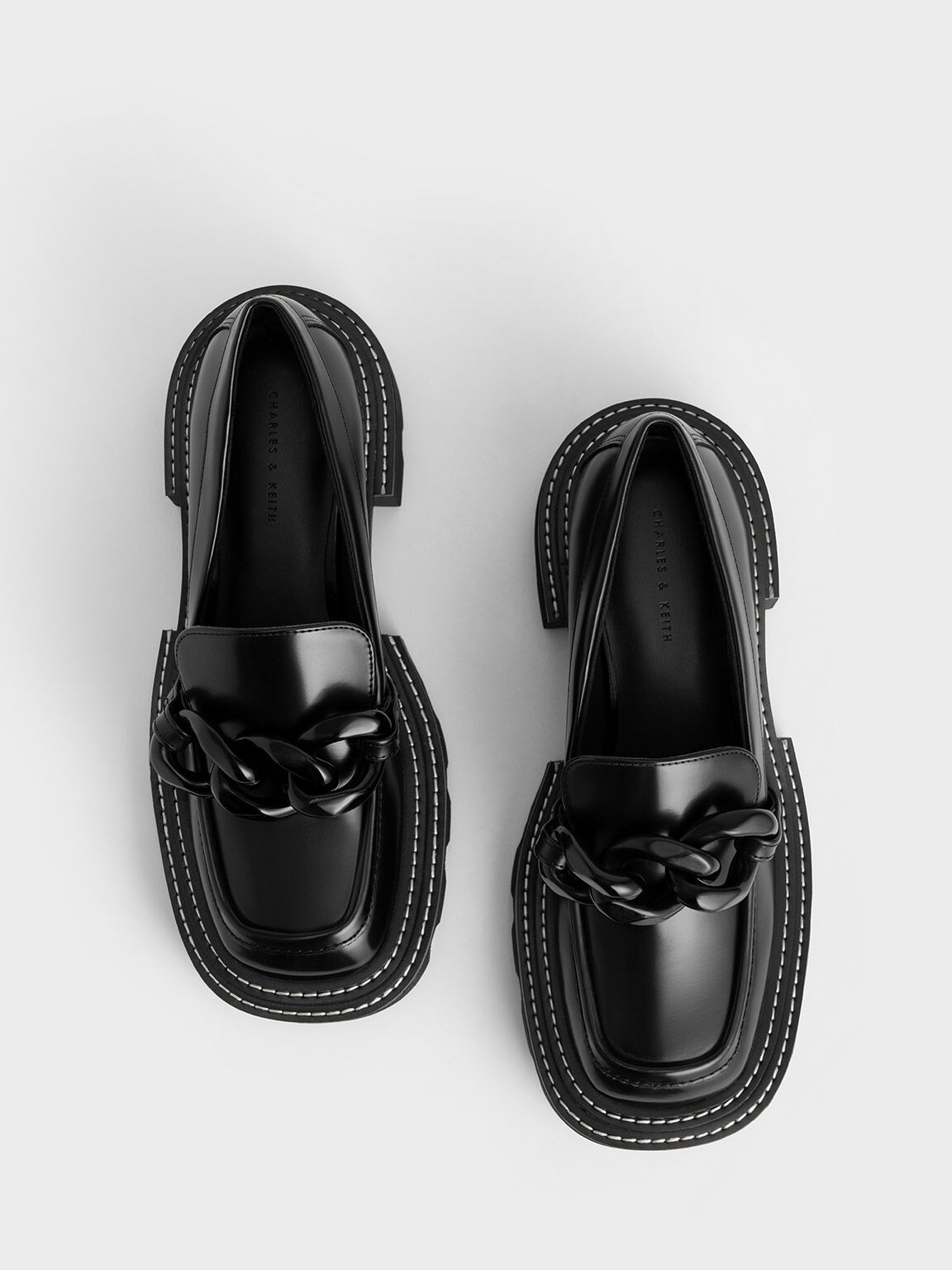 Perline Chunky Chain Loafers, Black, hi-res