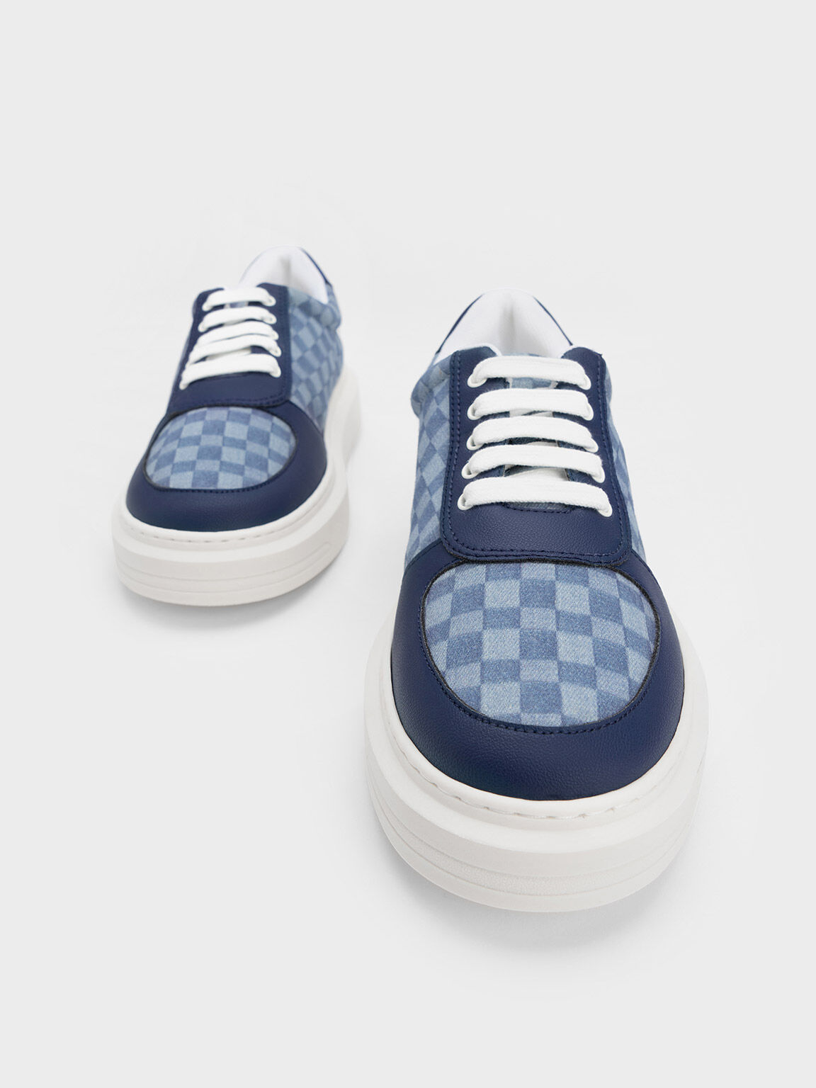 Checkered denim sneakers new arrivals