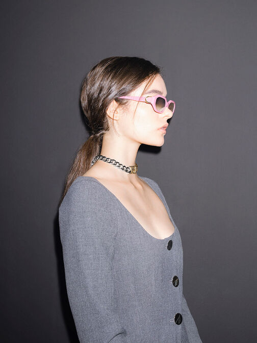 Gabine Recycled Acetate Oval Sunglasses, Violet, hi-res