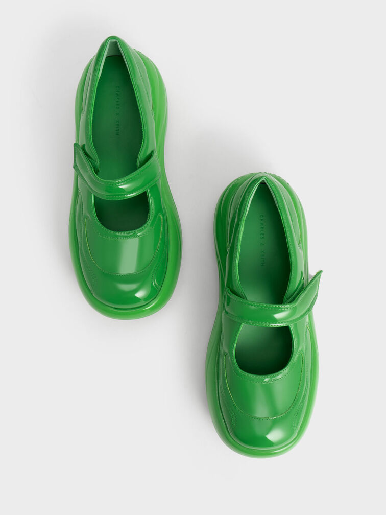 حذاء روني بتصميم ماري جين مع جلد لامع, لون أخضر, hi-res