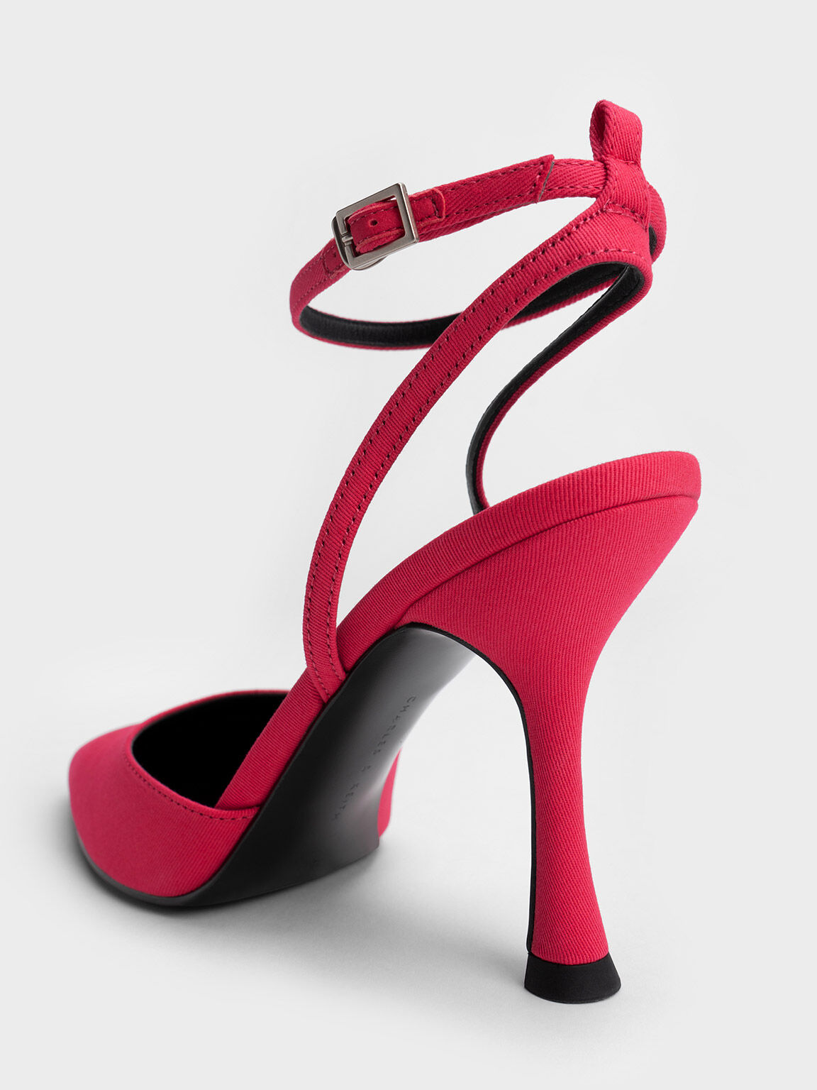 Chain-Link Ankle-Strap Woven Pumps, Fuchsia, hi-res
