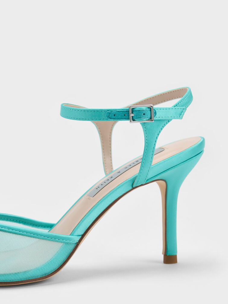 Recycled Polyester & Mesh Toe-Cap Pumps, Blue, hi-res
