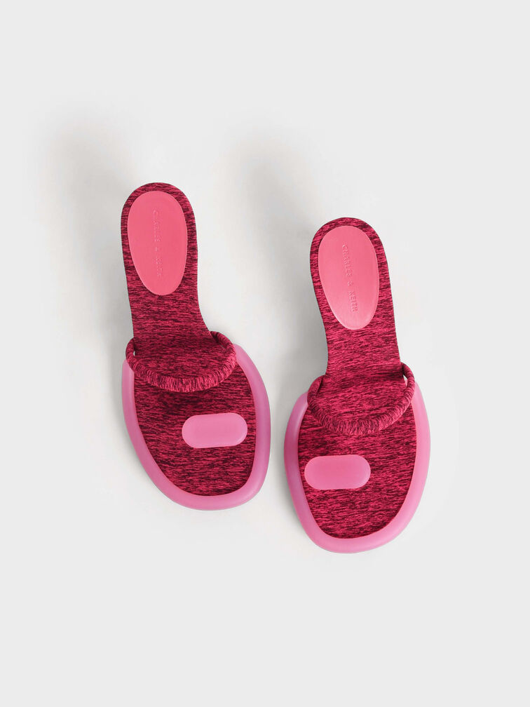 Electra Recycled Polyester Heeled Thong Sandals, Pink, hi-res