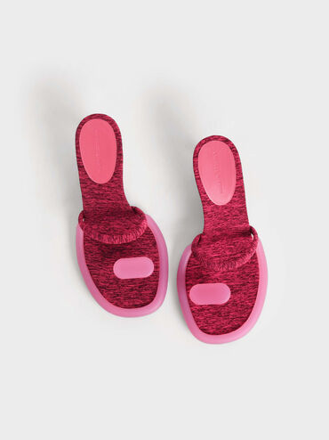 Electra Recycled Polyester Heeled Thong Sandals, Pink, hi-res