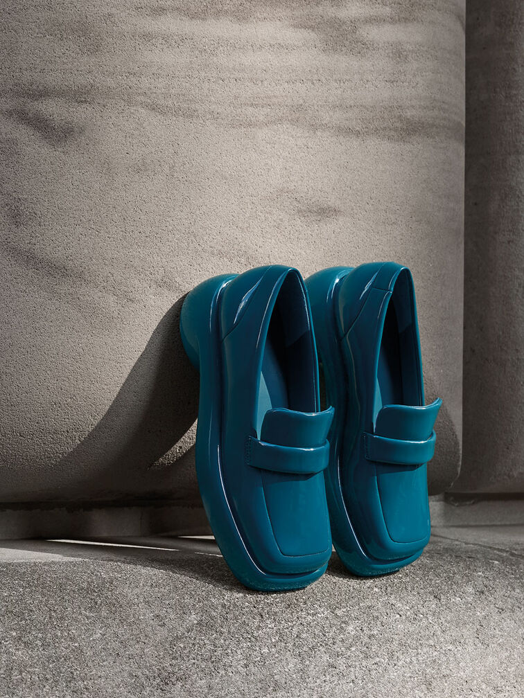 Lula Patent Penny Loafers, Turquoise, hi-res