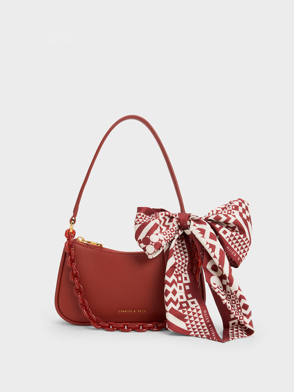 Alcott Scarf Chain-Link Shoulder Bag, Brick, hi-res