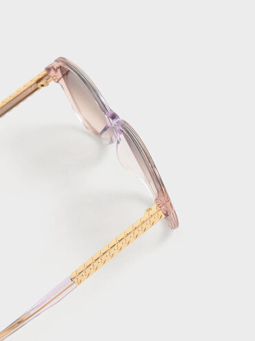 نظارة شمسية بذراع معدنية مجدولة الشكل, زهري, hi-res